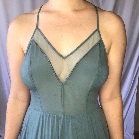 Teal Lightweight Dress with Mesh - Picture 4 of 7